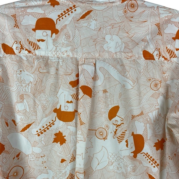 Paul Frank 2006 Orange & White Illustrated Long Sleeve Button-Down Shirt Size S - Picture 10 of 11